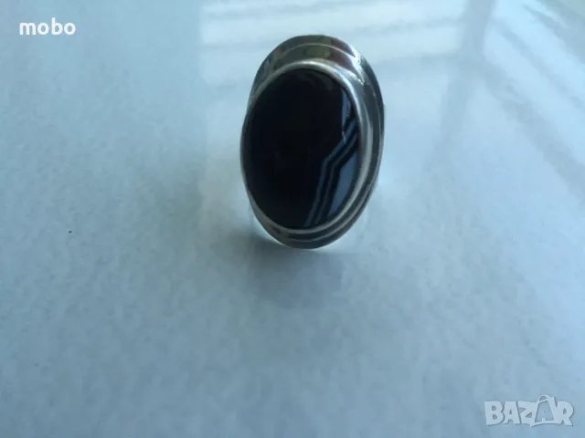 Красив нов сребърен пръстен с черно-бял  камък , тегло 11.94г,  проба 925. , снимка 3 - Пръстени - 49674403