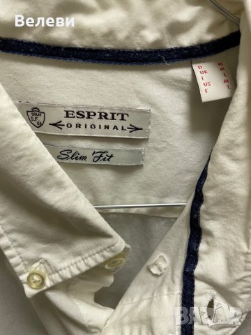 Стилна бяла ризка Esprit - памучна, нова., снимка 3 - Ризи - 38696353