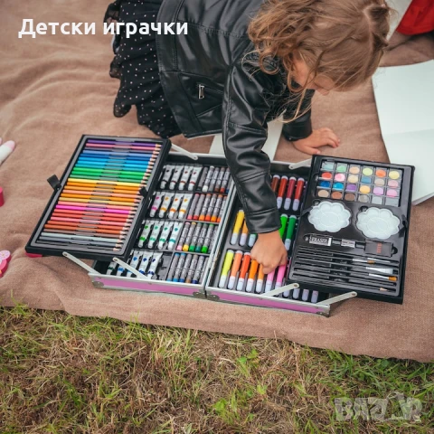 Детско куфарче за рисуване Еднорог, 145 части, Син/розов , снимка 3 - Други - 48476914