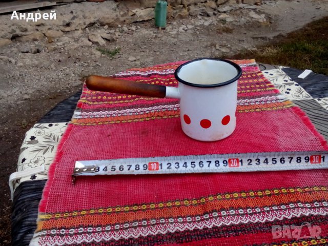 Старо емайлирано джезве, снимка 3 - Антикварни и старинни предмети - 27300771