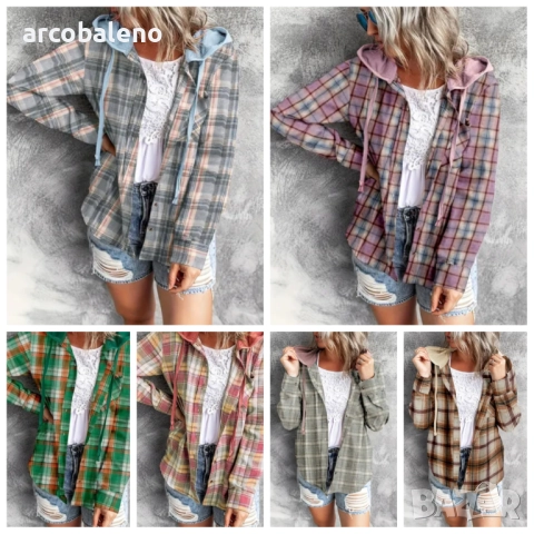 Дамска ежедневна риза-яке с качулка и копчета, 6цвята 