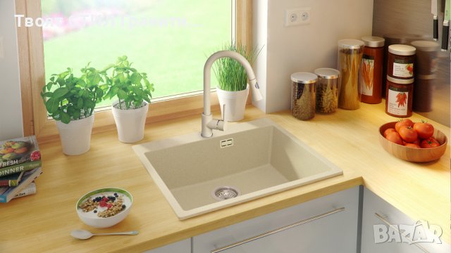 Кухненска Мивка от гранит  Осло XL 500 x 580 mm - Бежов, снимка 6 - Други - 37573371
