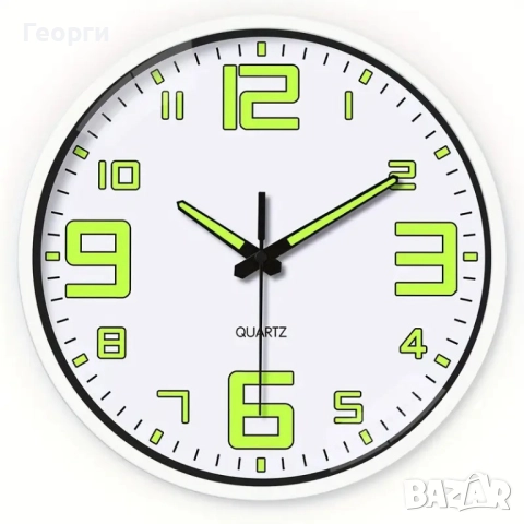 Стенен часовник със светещ циферблат., снимка 9 - Стенни часовници - 52007374