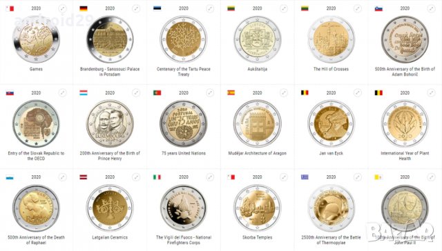 Сет 2 евро монети (възпоменателни) 2020/ 2 Euro Coin в Нумизматика и ...