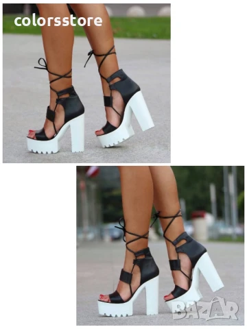 Сандали на ток - черна кожа с бяло ходило - 403

.
.