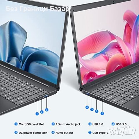 Нов 15,6-инчов лаптоп 8GB RAM 256GB SSD съхранение Подарък, снимка 5 - Лаптопи за работа - 43016163