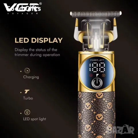 Машинка за подстригване VGR V-942 – Мощен тример с луксозен дизайн и Turbo режим, снимка 4 - Машинки за подстригване - 50392563