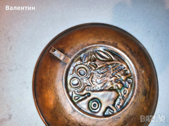 Декоративна гръцка чиния от бакър 24, снимка 7 - Антикварни и старинни предмети - 52540940
