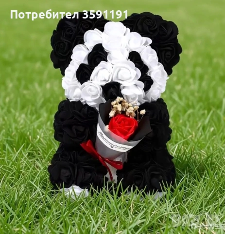 Сладка панда от рози-перфектен подарък за момиче,гадже или жена, снимка 4 - Декорация за дома - 53036829
