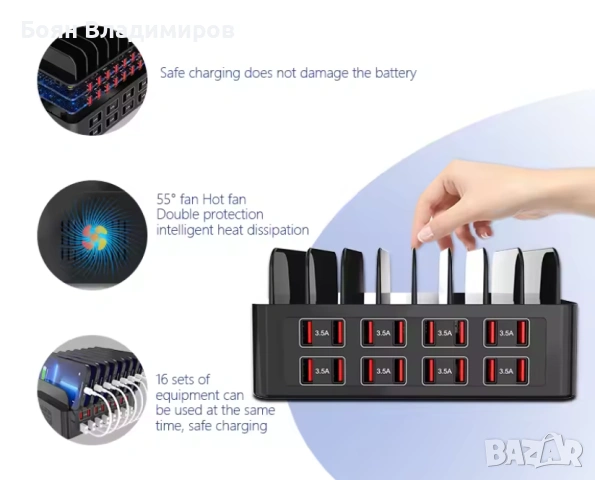 Много портово зарядно устройство с 16 USB порта, снимка 6 - Друга електроника - 53211068