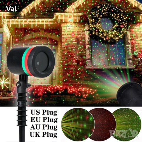 Лазерен прожектор Проектор за Коледна украса "Коледна лазерна лампа с Празнична светлина, снимка 7 - Декорация за дома - 52441664