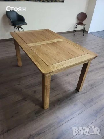 Дървена трапезна разтегателна маса 100 % масивен дъб за 6 - 8 човека, снимка 10 - Маси - 43171505