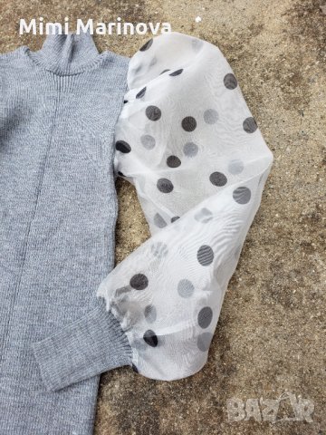 Последен Fashion топ с дантелен ръкав на точки, снимка 5 - Блузи с дълъг ръкав и пуловери - 27414302
