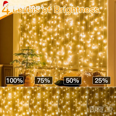 Ollny Коледни светлини Outdoor 800LED 82м, топла бяла лампа с дистанционно,8 режима, снимка 4 - Лед осветление - 43092832
