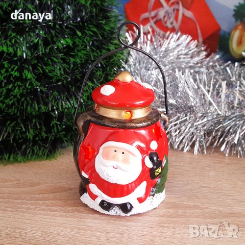 Мини коледен фенер светеща керамична фигура за украса, снимка 7 - Декорация за дома - 26704875