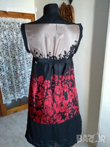 SIMONA BARBIERI Twinset 100% естествена коприна, рокля в черно и червено, снимка 3 - Рокли - 32578746