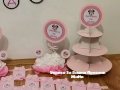 Украса За бебешка погача на тема Мини Маус в розово * надпис *стойка за мъфини и сладки * украса За , снимка 3