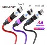 3А бързо магнитно зарядно, магнитен кабел 540°, micro USB, Type C, i-phone трансфер на данни 480Mbps, снимка 2