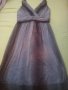 Ефектна официална къса рокля с висока талия в лилаво и сиво