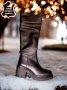 Ботуши на ток - черна ЕСТЕСТВЕНА кожа - BKR1, снимка 2
