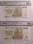 PMG 66 - 2 банкноти с поредни номера , Зимбабве 500000 долара 2008 г., снимка 1 - Нумизматика и бонистика - 43073877