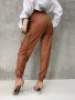 Дамски кожени панталони с прав крачол с прав ластик на талията, 2цвята, снимка 3