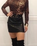 Мини черна кожена пола, снимка 2