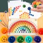 Rainbow wooden clip beads мултифункционална игра с мъфини, топчета и шаблони от дърво 