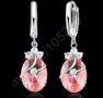 Ср колие с ланче"Капка,pink-австрийски крист/Сребърни висящи обеци"Капка,pink с авст.кристали, снимка 3