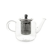 Огнеупорен стъклен чайник с цедка Luigi Ferrero, снимка 3 - Аксесоари за кухня - 43199559
