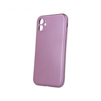 Силиконов кейс Silicone Metallic Cover, За iPhone 11 (6.1), Розов, снимка 1 - Калъфи, кейсове - 37815492