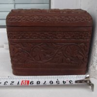 Кутия за цигари сгъваема от три части дървена резбована, снимка 1 - Други ценни предмети - 35573001