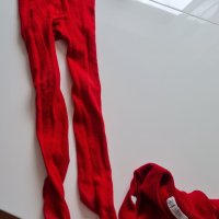 Червен чорапогащи , снимка 1 - Бебешки чорапи - 42985406