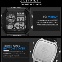 SYNOKE Мъжки цифров часовник спортен многофункционален водоустойчив, снимка 5 - Мъжки - 44858428