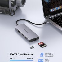 USB C докинг станция, 2 HDMI, VGA, 3 USB 3.0, SD/TF, 100 W, снимка 5 - Кабели и адаптери - 43611329
