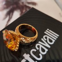 Just Cavalli-оригинален нов,18к.позлатен пръстен със естествен цитрин, снимка 12 - Пръстени - 35373774