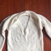 Бяла плетена блуза , снимка 2 - Блузи с дълъг ръкав и пуловери - 34731853