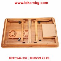 Бамбукова маса за лаптоп с охладител Bamboo Table, снимка 3 - Лаптоп аксесоари - 28460017