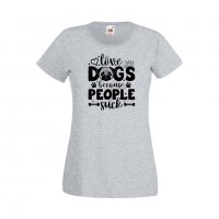 Дамска тениска Свети Валентин Love Dogs Because People Suck, снимка 2 - Тениски - 35648105