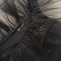 Zara - малка черна рокля с ефектна яка , снимка 4 - Рокли - 43452272