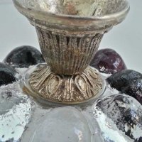 антикварна купа  фруктиера цветно  стъкло, снимка 3 - Антикварни и старинни предмети - 28766118
