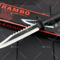 Лазерно заточен огромен нож Рамбо RAMBO First Blood II с кожена кания,  и комплект за оцеляване , снимка 2 - Ножове - 37909979