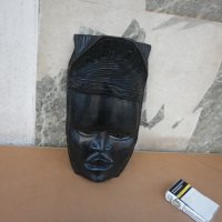 Голяма масивна маска абанос 30 / 16.5 см, снимка 3 - Антикварни и старинни предмети - 43370245