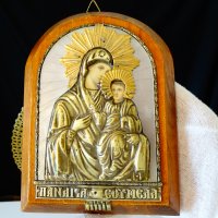 Старинна икона Св.Богородица Сумела,седеф,позлата. , снимка 2 - Икони - 34806996