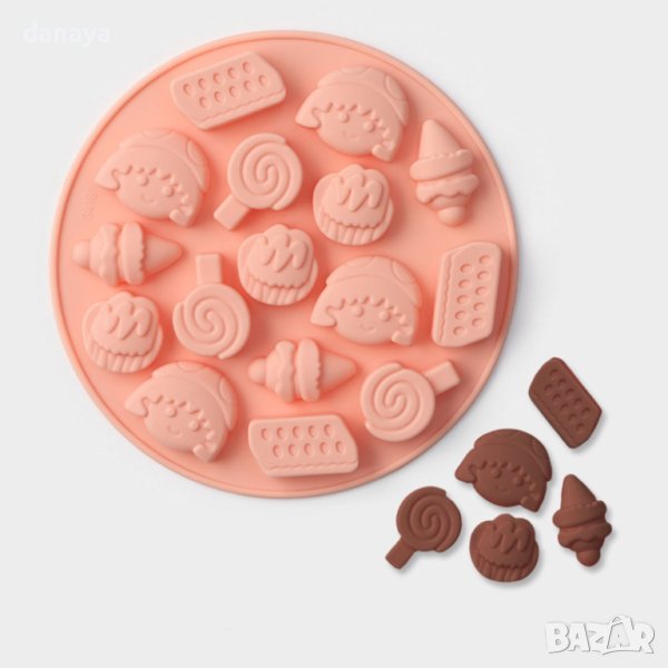 4447 Силиконова форма за бонбони и лед Сладости, 16 гнезда, снимка 1