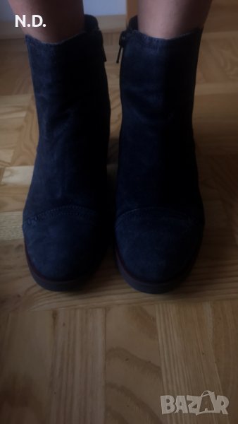 Дамски тъмносини боти Freeflex, естествен велур, с малък ток, номер 37, снимка 1