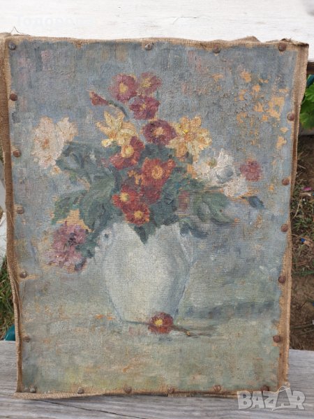 Старинна картина с маслени бои върху платно, снимка 1