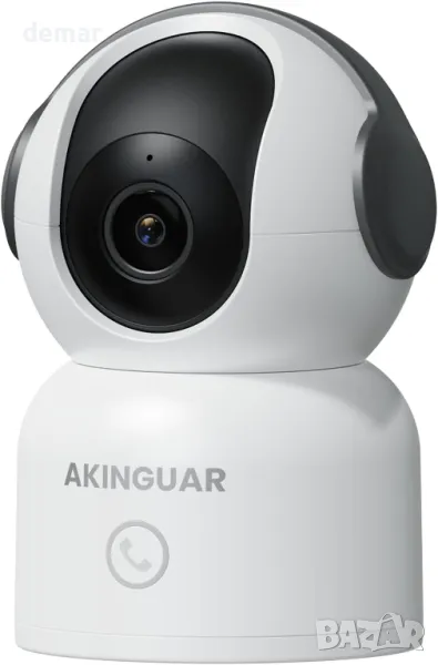 AKINGUAR Wifi 2К камера, 360° панорамна/накланяща се домашна камера, двупосочен разговор, снимка 1