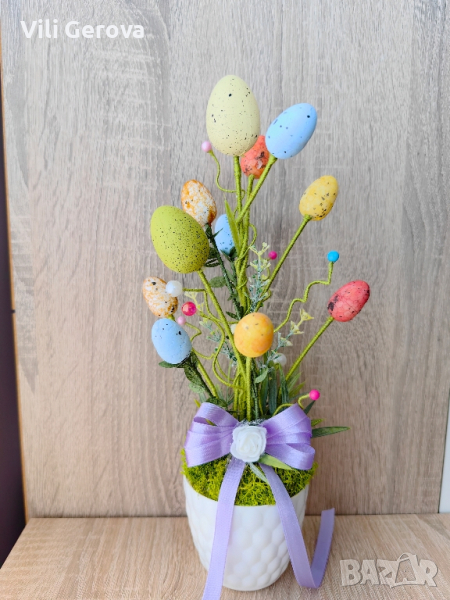 Плетени великденски яйца-зайчета и великденска декорация, снимка 1