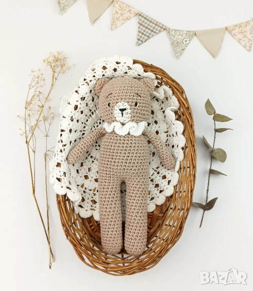 Плетено мече, играчка ръчна изработка, подарък за бебе, снимка 1
